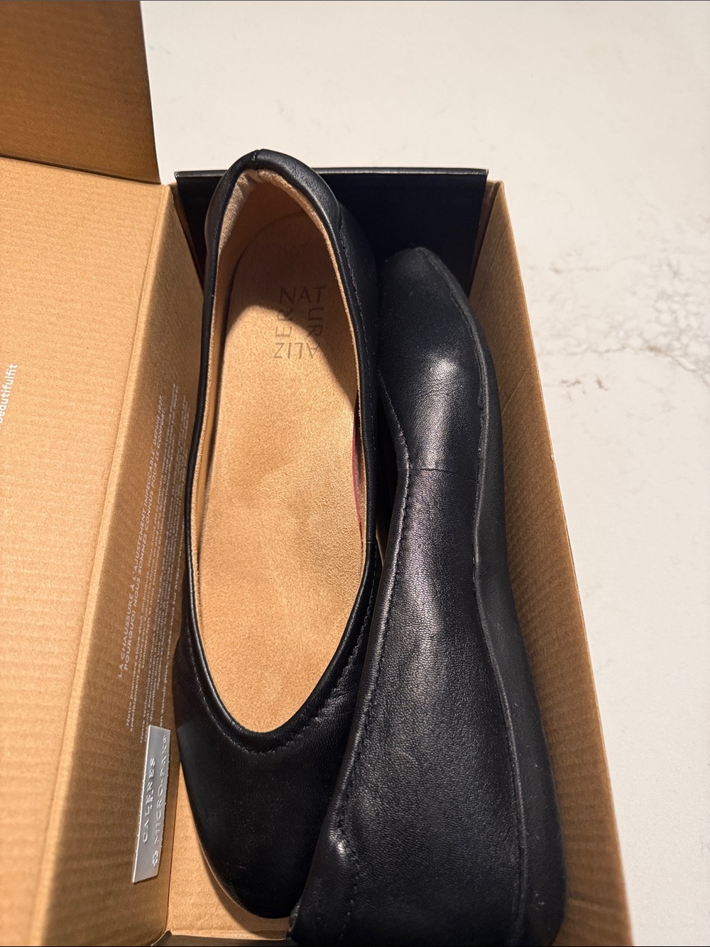 Naturalizer Black Leather Ballet Flats